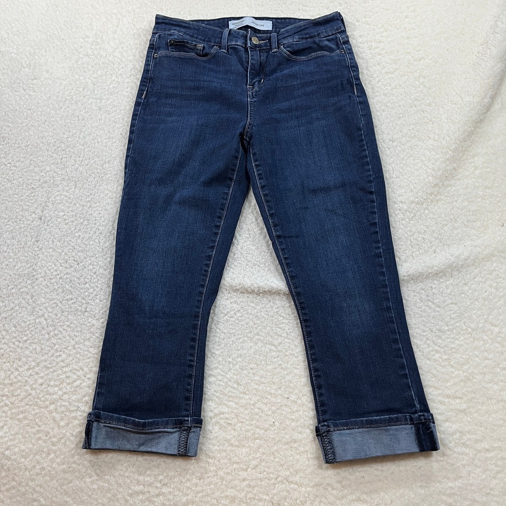 Signature by Levi Strauss Jeans Womens 6 W28 Blue Mid Rise Capri Cropped Stretch